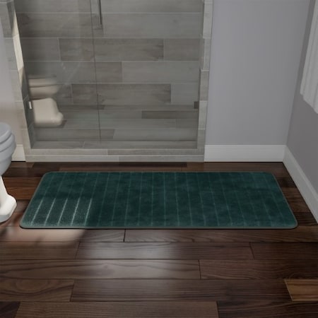 HASTINGS HOME Oversized Bathroom Rug Memory Foam Bath Mat Textured Stripes with Non-Slip Absorbent Runner, Green 405181PPT